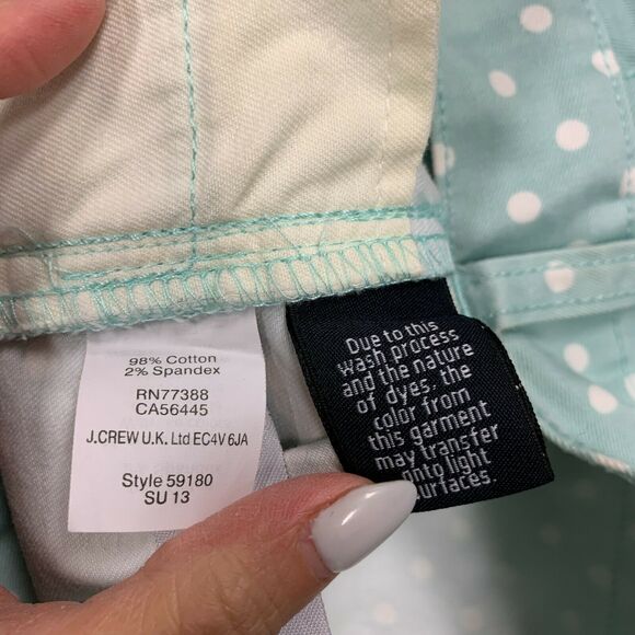 J.Crew Matchstick Jeans Women's Size 27 Mint Green Polka Dots Cropped Pants - Picture 8 of 10